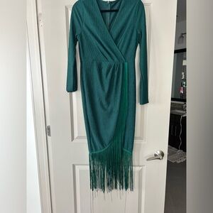 Green fringe dress